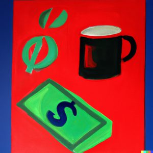 imagen de taza de cafe con billetes